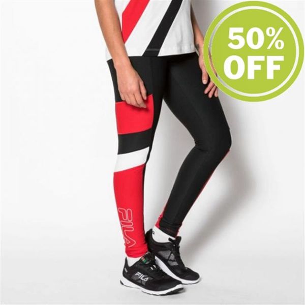 Fila Sparkle Sport Women's Leggings - Black/Red,NZ 629-40519